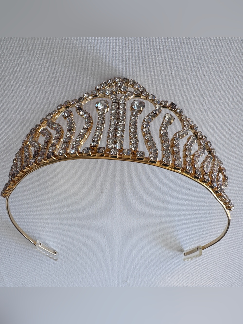 Rhinestone Tiara in Gold & Clear Princess Queen Costume Fancy Dress Party
